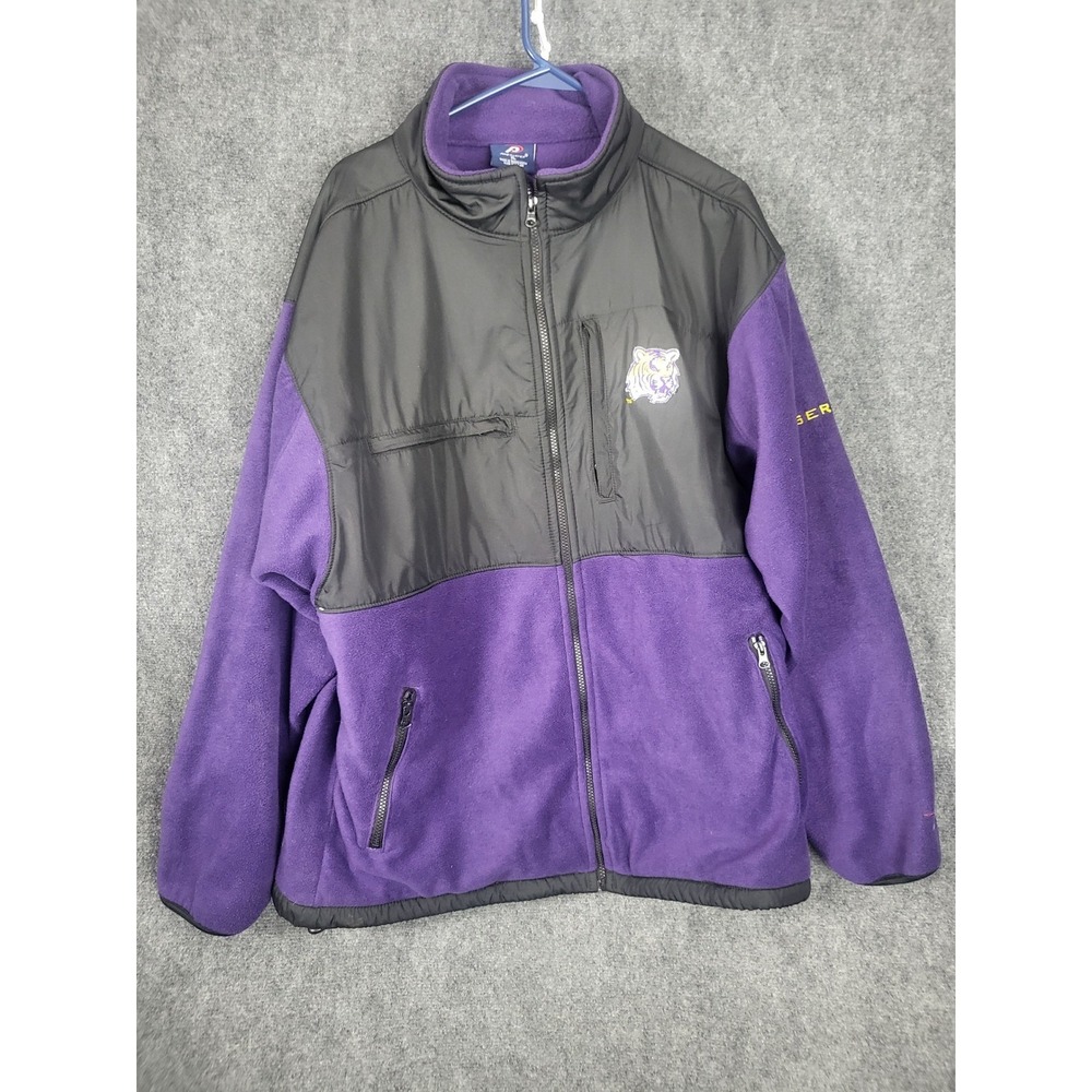 Vintage 90s Pro Player LSU Tigers Fleece Jacket Mens XL Purple Black Full Zip